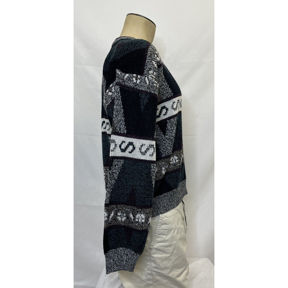 Vintage Expressions Geometric Pullover Sweater Men's Medium Crew Neck Grandpa FS - Picture 4 of 11